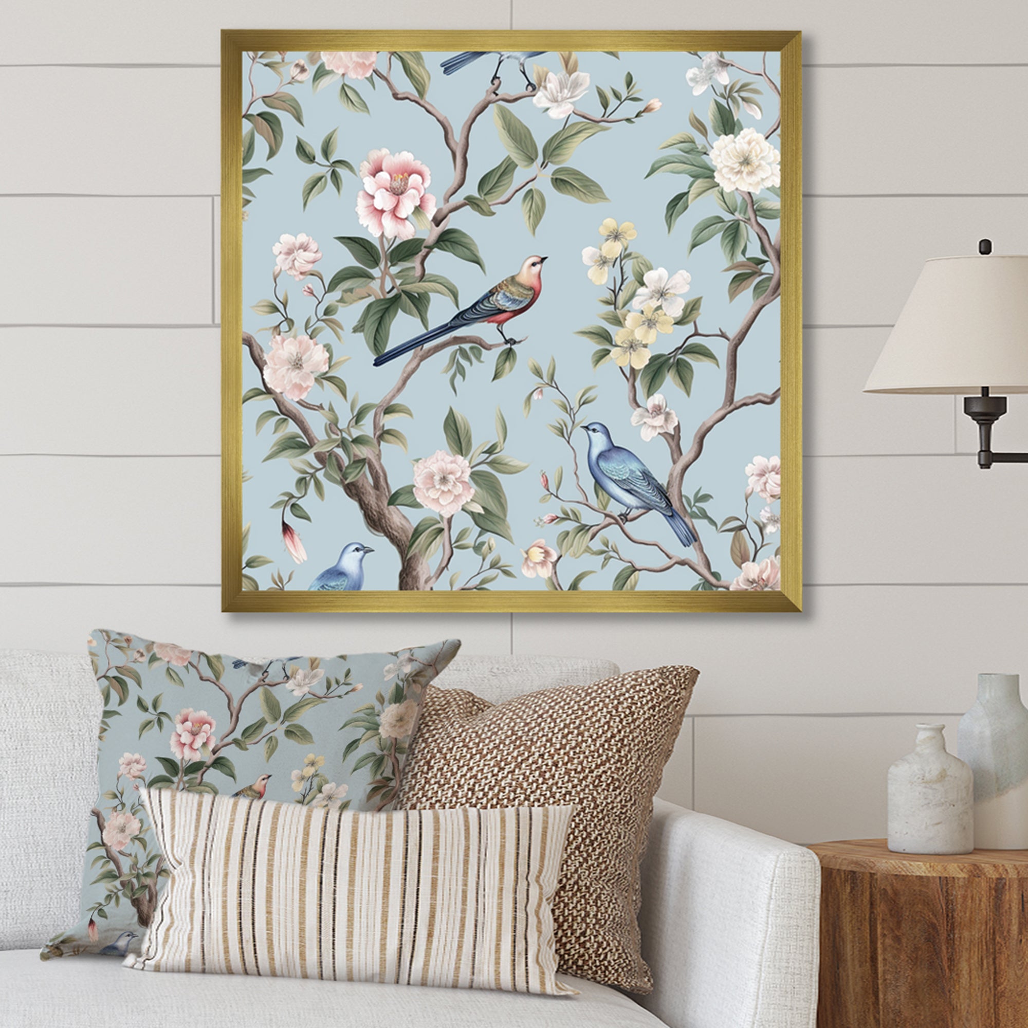 Chinoiserie Birds and Peonies - Bird Bedroom Wall Art