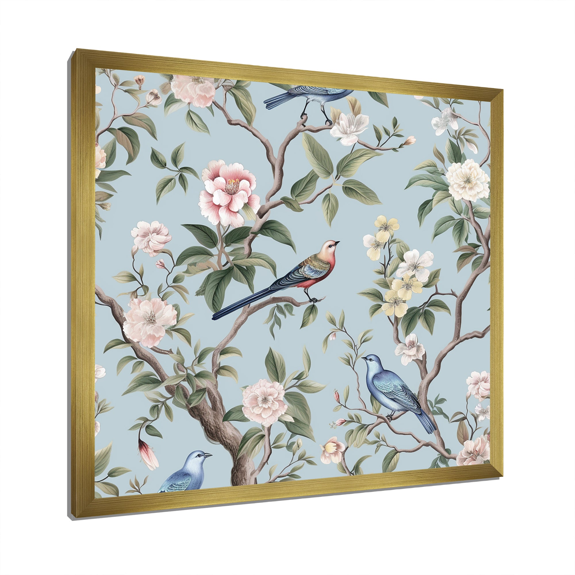 Chinoiserie Birds and Peonies - Bird Bedroom Wall Art