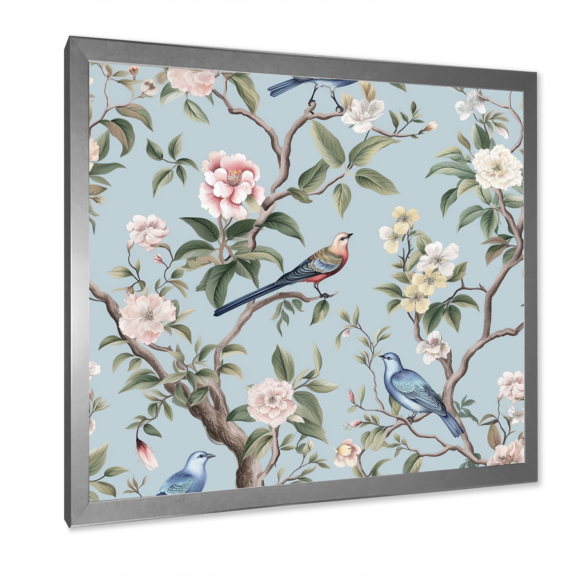 Chinoiserie Birds and Peonies - Bird Bedroom Wall Art