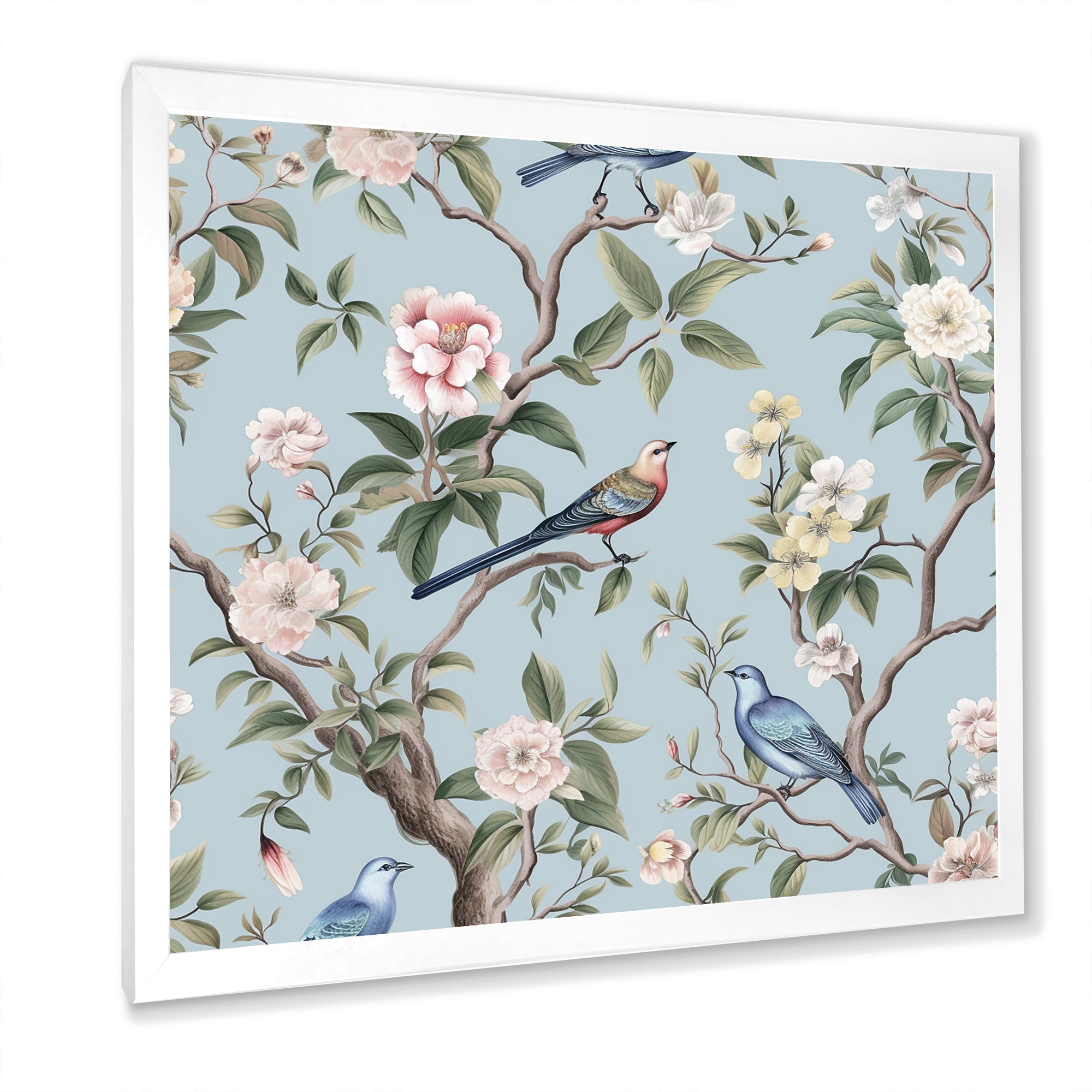 Chinoiserie Birds and Peonies - Bird Bedroom Wall Art