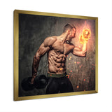 Bodybuilder S Dumbbell On Fire Photo - Aerobic & Bodybuilding Canvas Wall Art