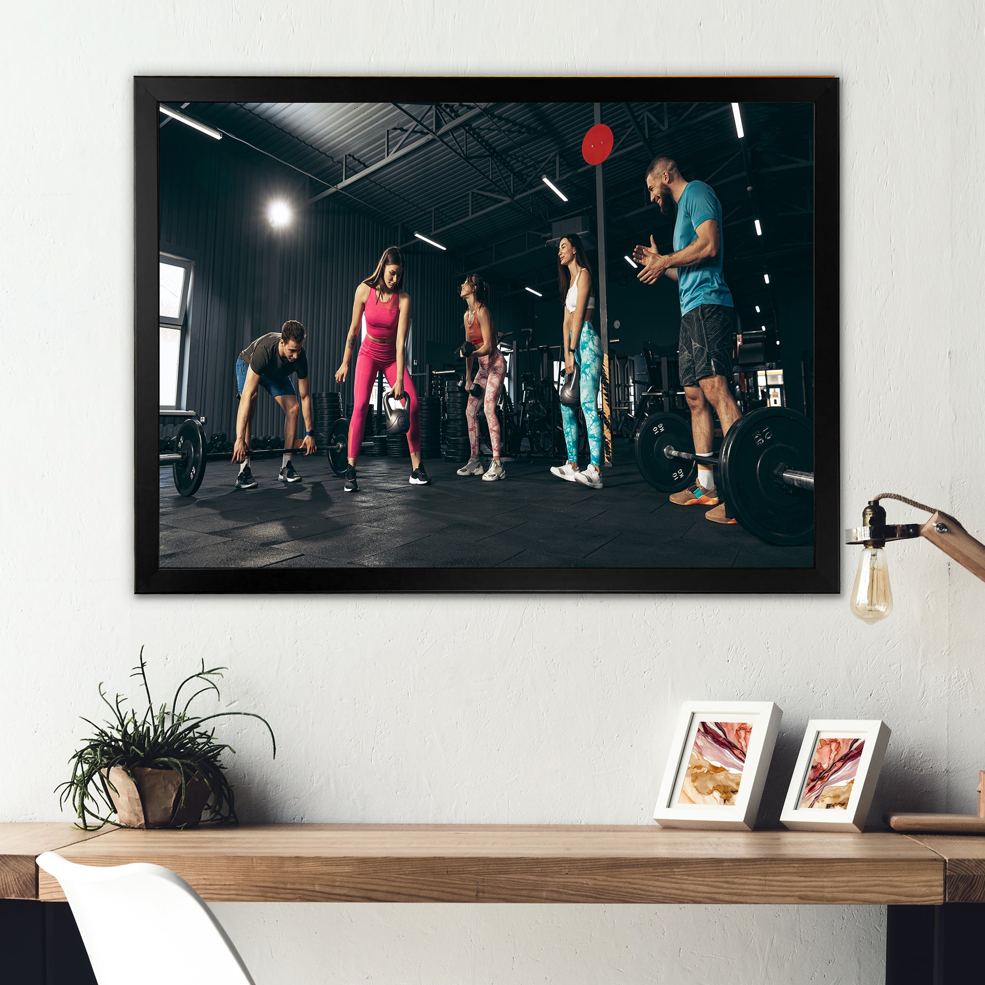 Bodybuilding Indoor Group Training - Aerobic & Bodybuilding Canvas Wall Art