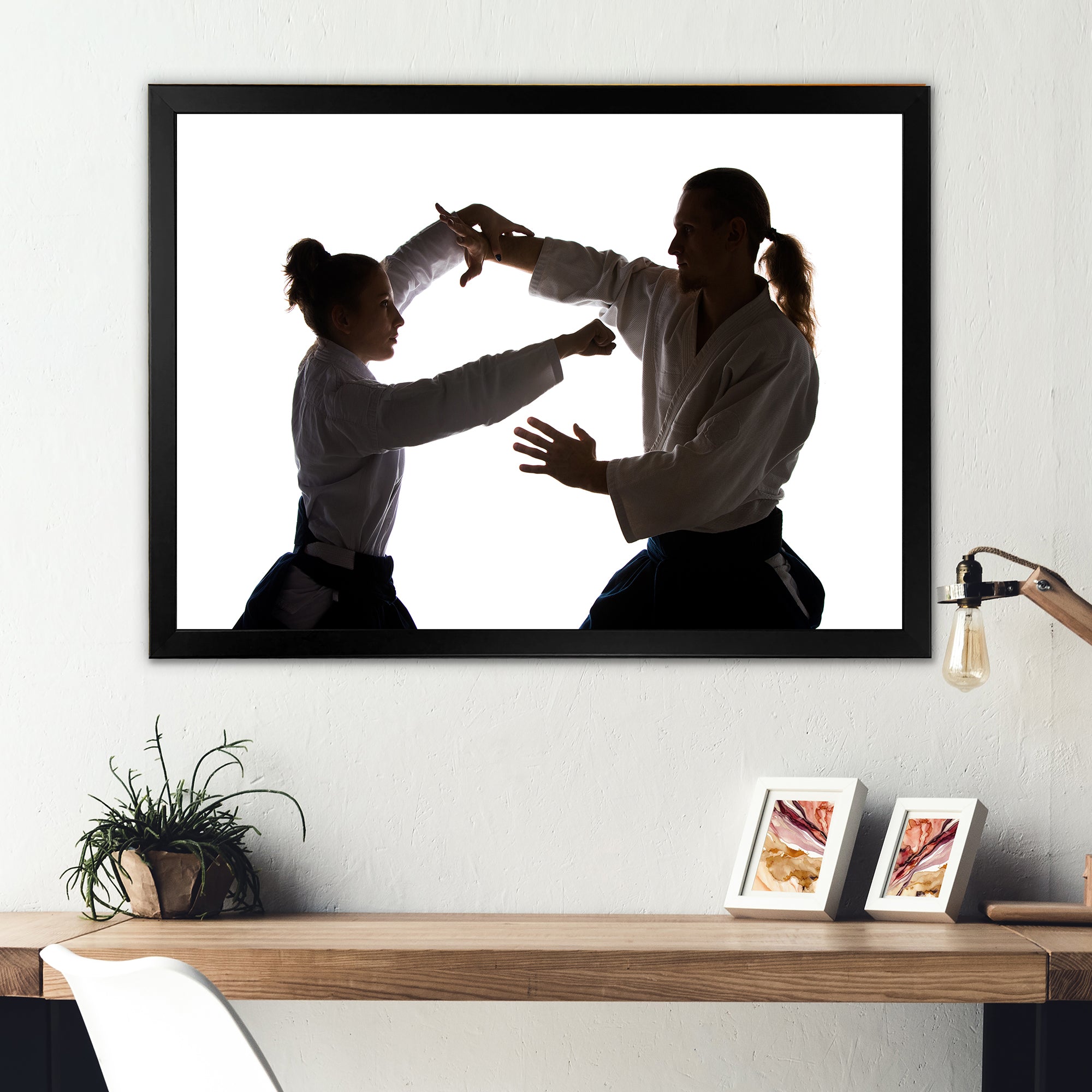 Woman Martial Arts Fight Training Studio - Martial Arts Canvas Wall Art