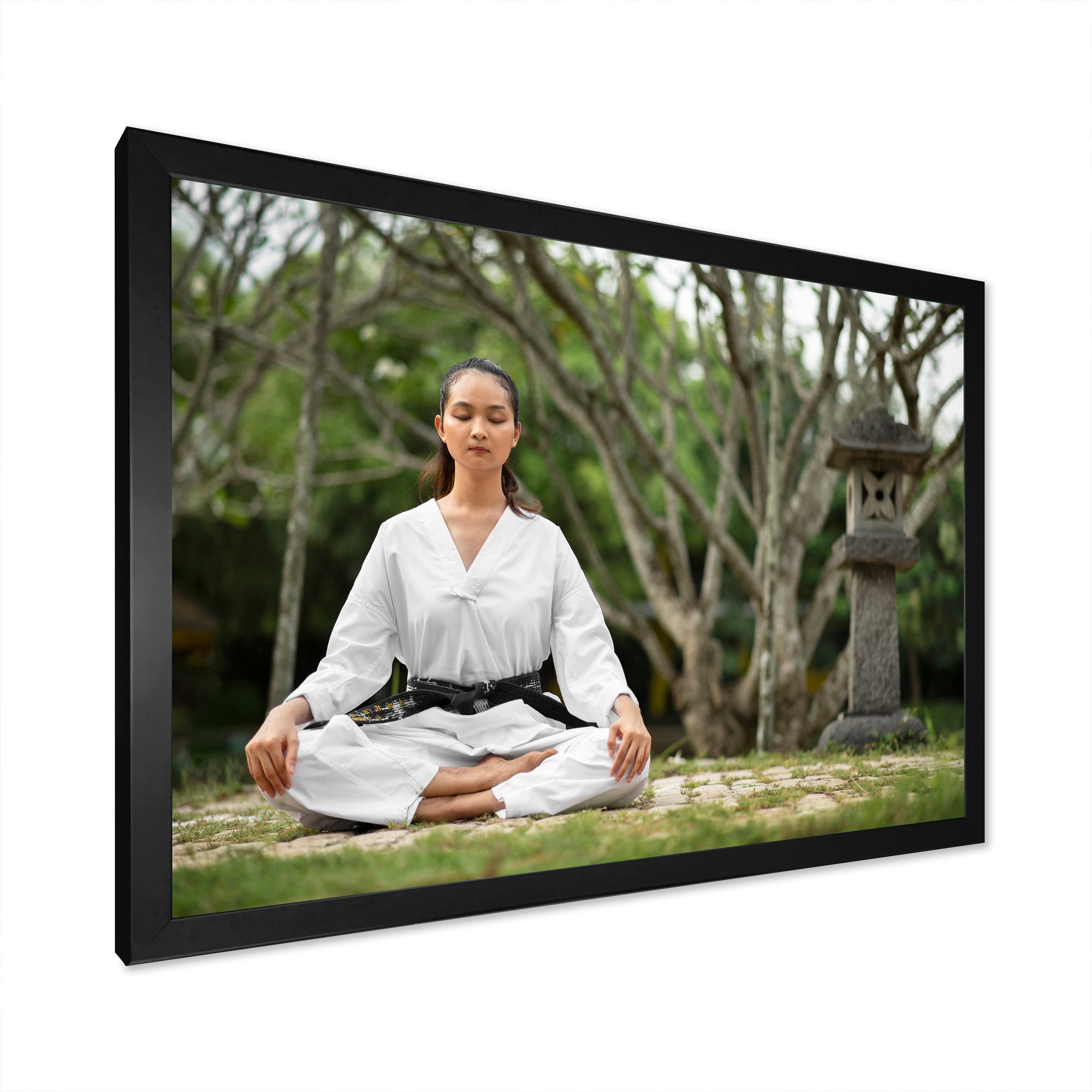 Woman Karate Meditating Mindfulness - Martial Arts Canvas Wall Art