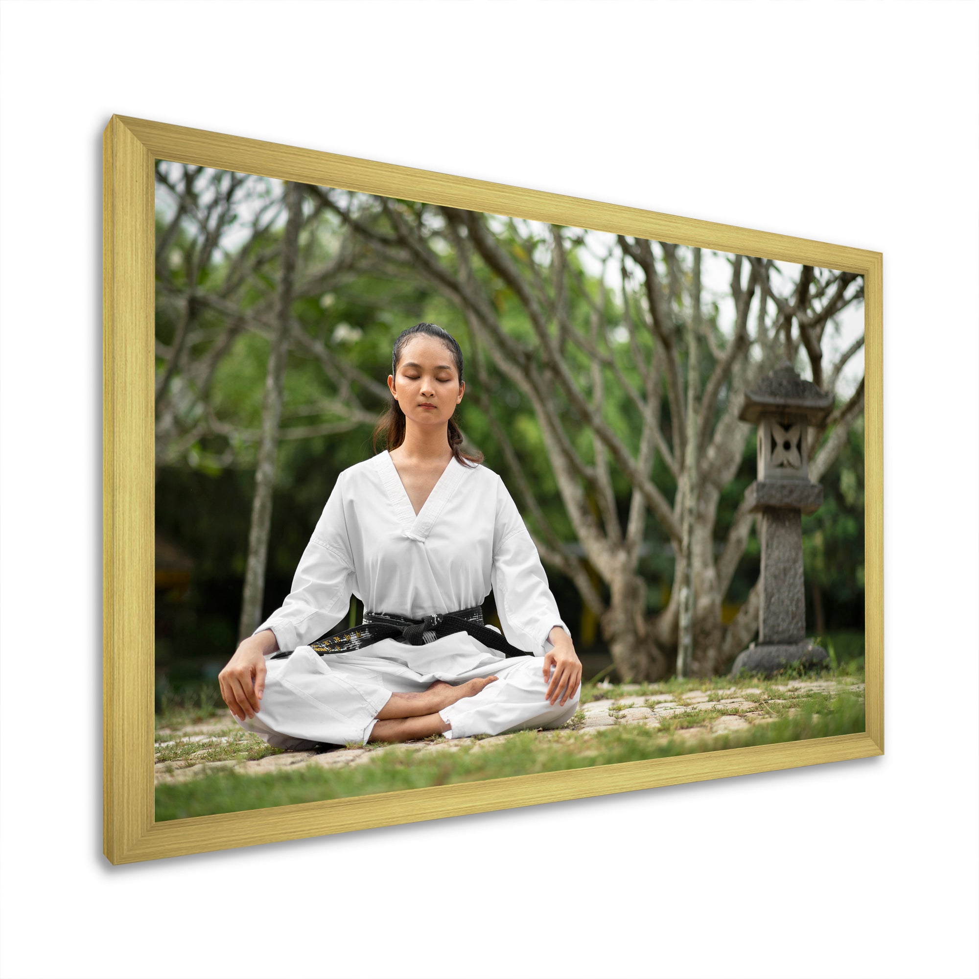 Woman Karate Meditating Mindfulness - Martial Arts Canvas Wall Art