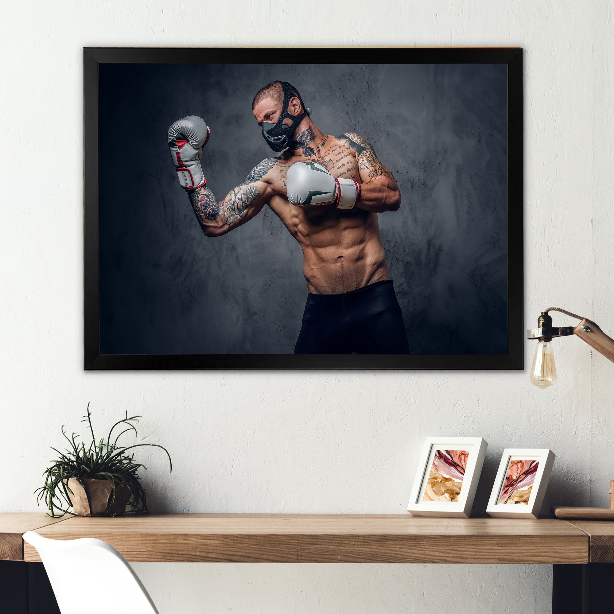 Masked Martial Art Tattooed Fighter - Sport Boxer Canvas Wall Art