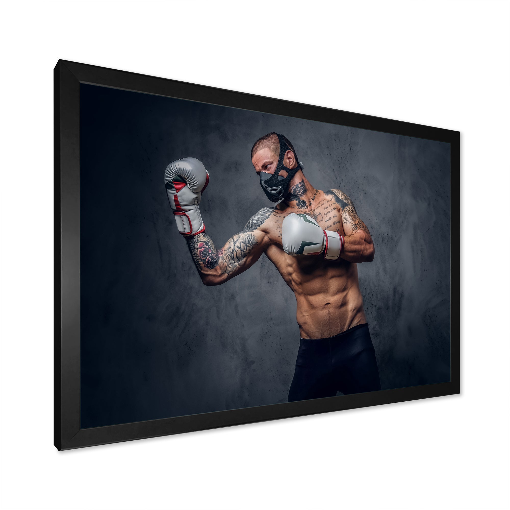 Masked Martial Art Tattooed Fighter - Sport Boxer Canvas Wall Art