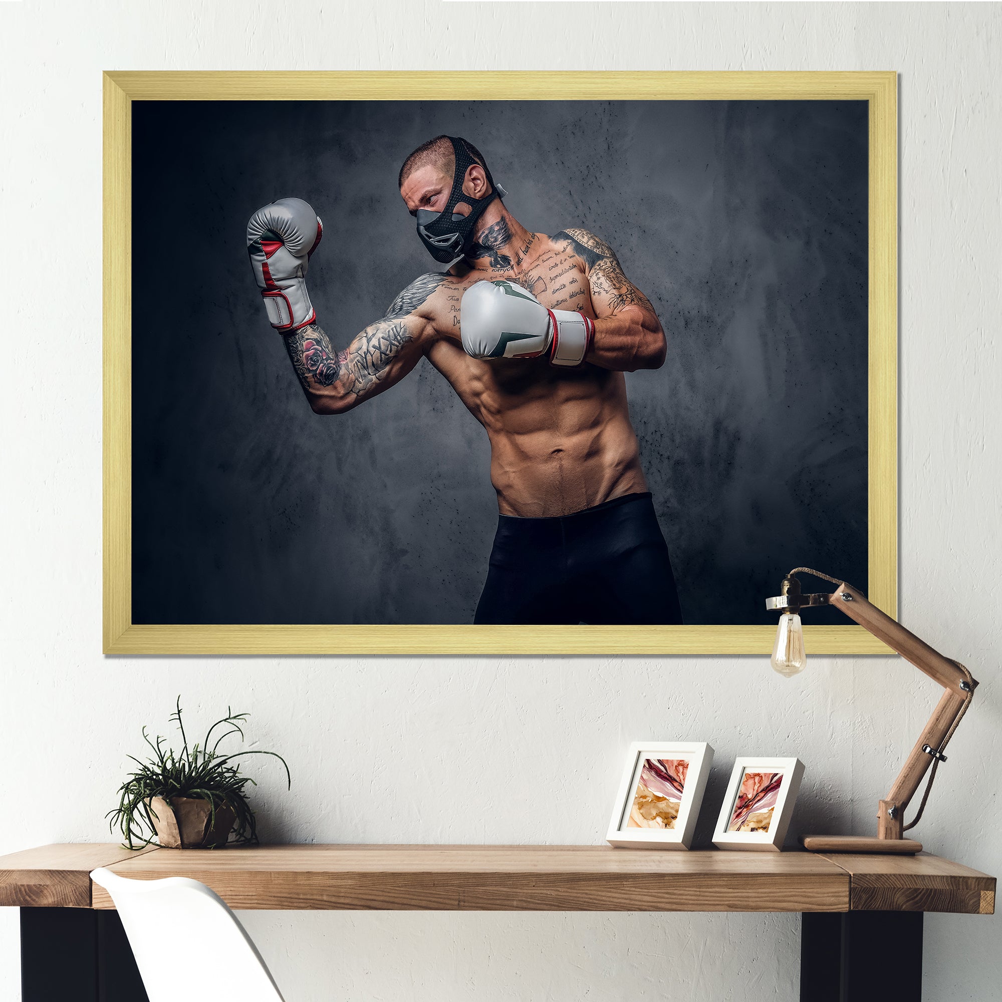Masked Martial Art Tattooed Fighter - Sport Boxer Canvas Wall Art