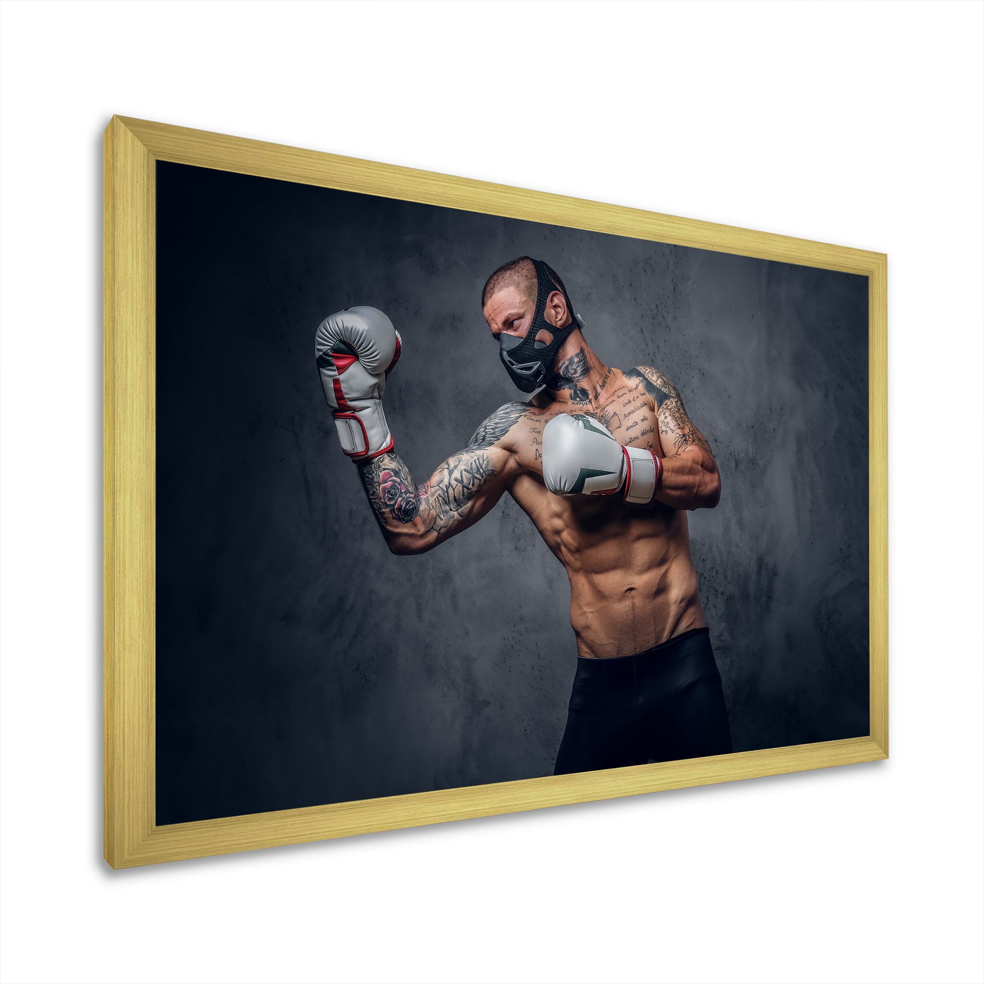 Masked Martial Art Tattooed Fighter - Sport Boxer Canvas Wall Art
