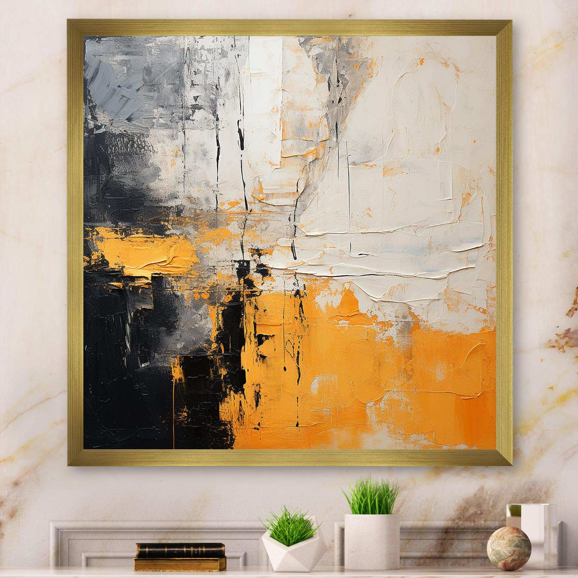 Abstract yellow and black collage III - Abstract Canvas Wall Art