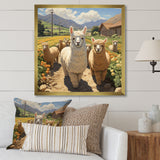 Cheerful farm Alpaca portrait - Parrot Canvas Wall Art