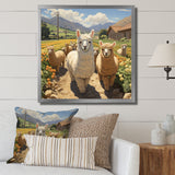 Cheerful farm Alpaca portrait - Parrot Canvas Wall Art