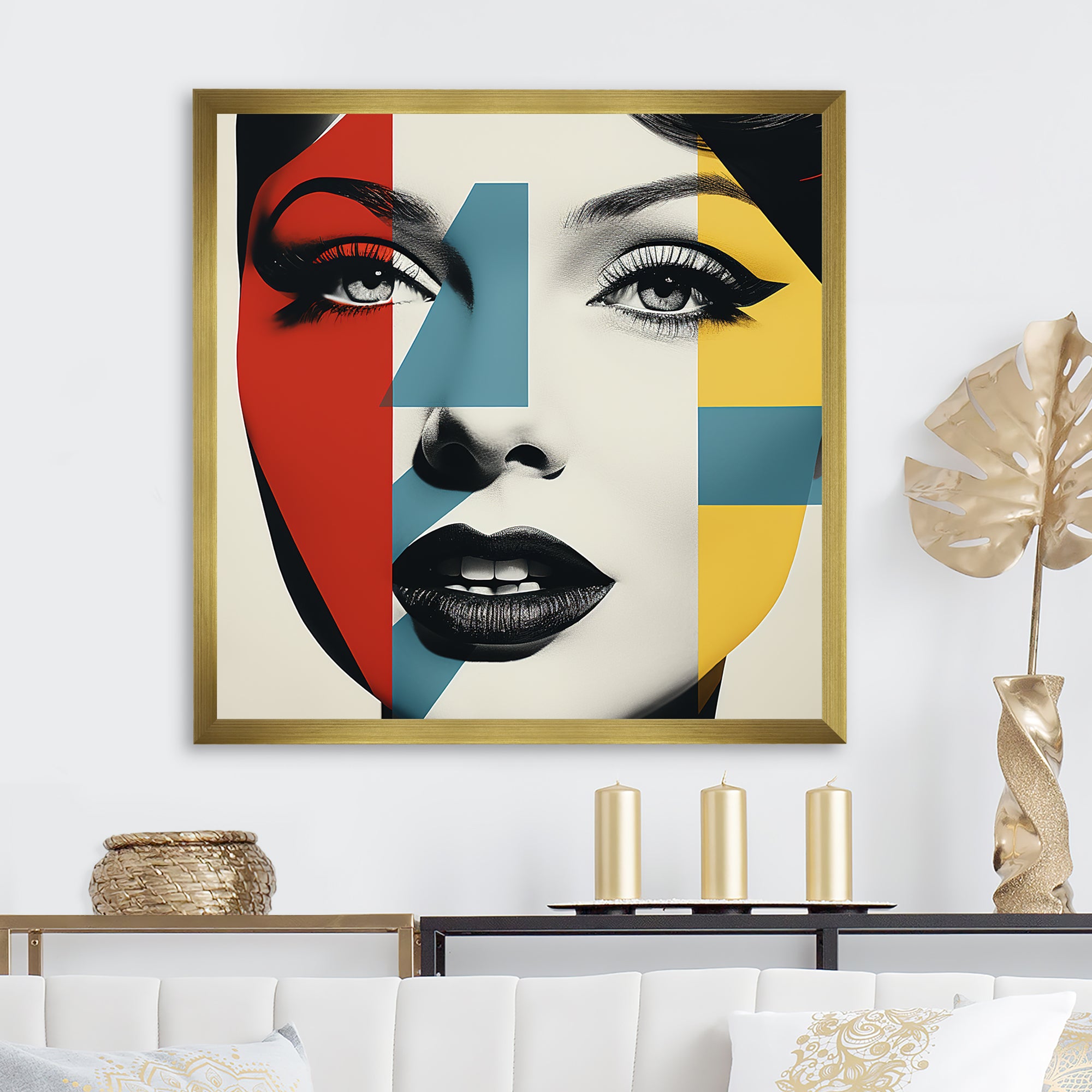 Pop Art Runway woman Portrait - Raven Canvas Wall Art
