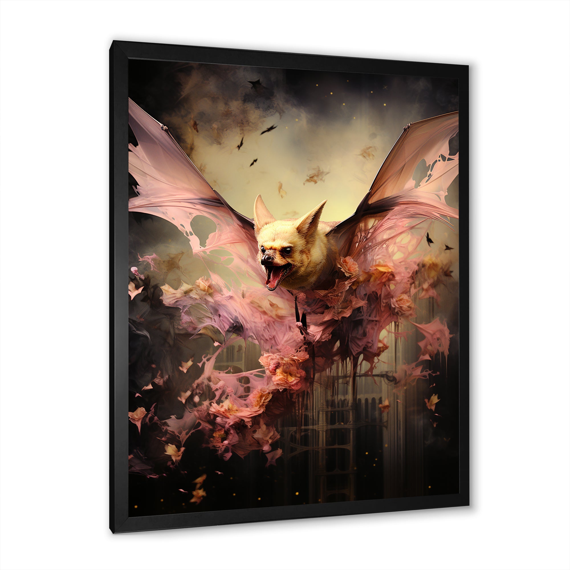 Abstract Pink and Black Bat Elegance - Bat Wall Decor