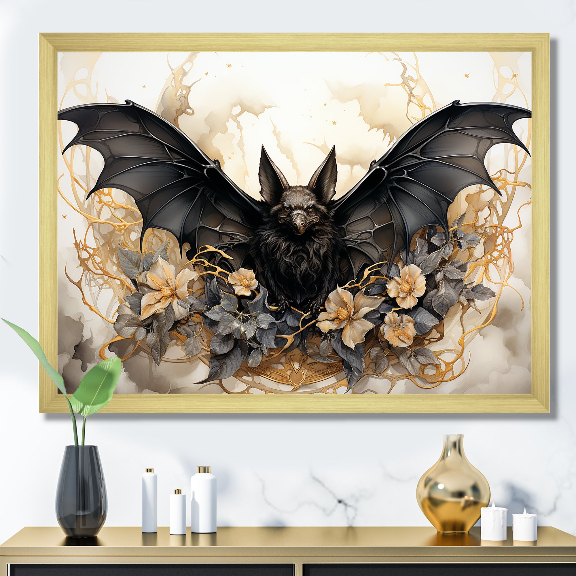 Minimalist Bat Silhouette - Black Bat Wall Art