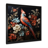 Red bird Serenity blooms - Nursery Teddy Bear Canvas Wall Art