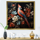 Red bird Serenity blooms - Nursery Teddy Bear Canvas Wall Art
