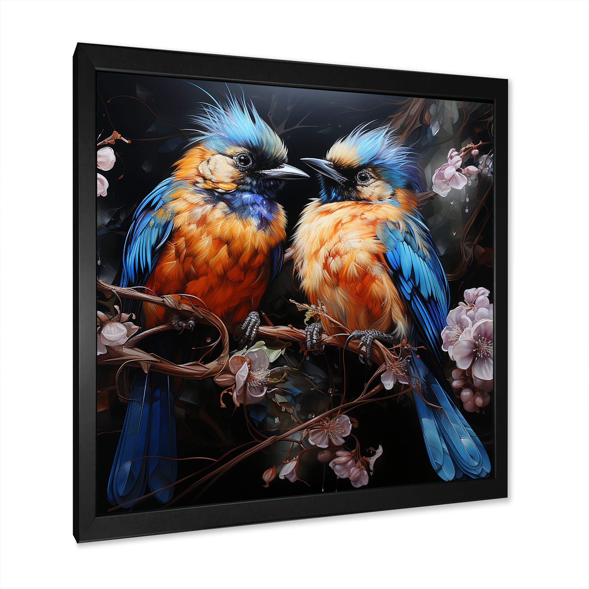 Blue and orange birds Symphony - Nursery Teddy Bear Wall Decor