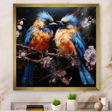 Blue and orange birds Symphony - Nursery Teddy Bear Wall Decor