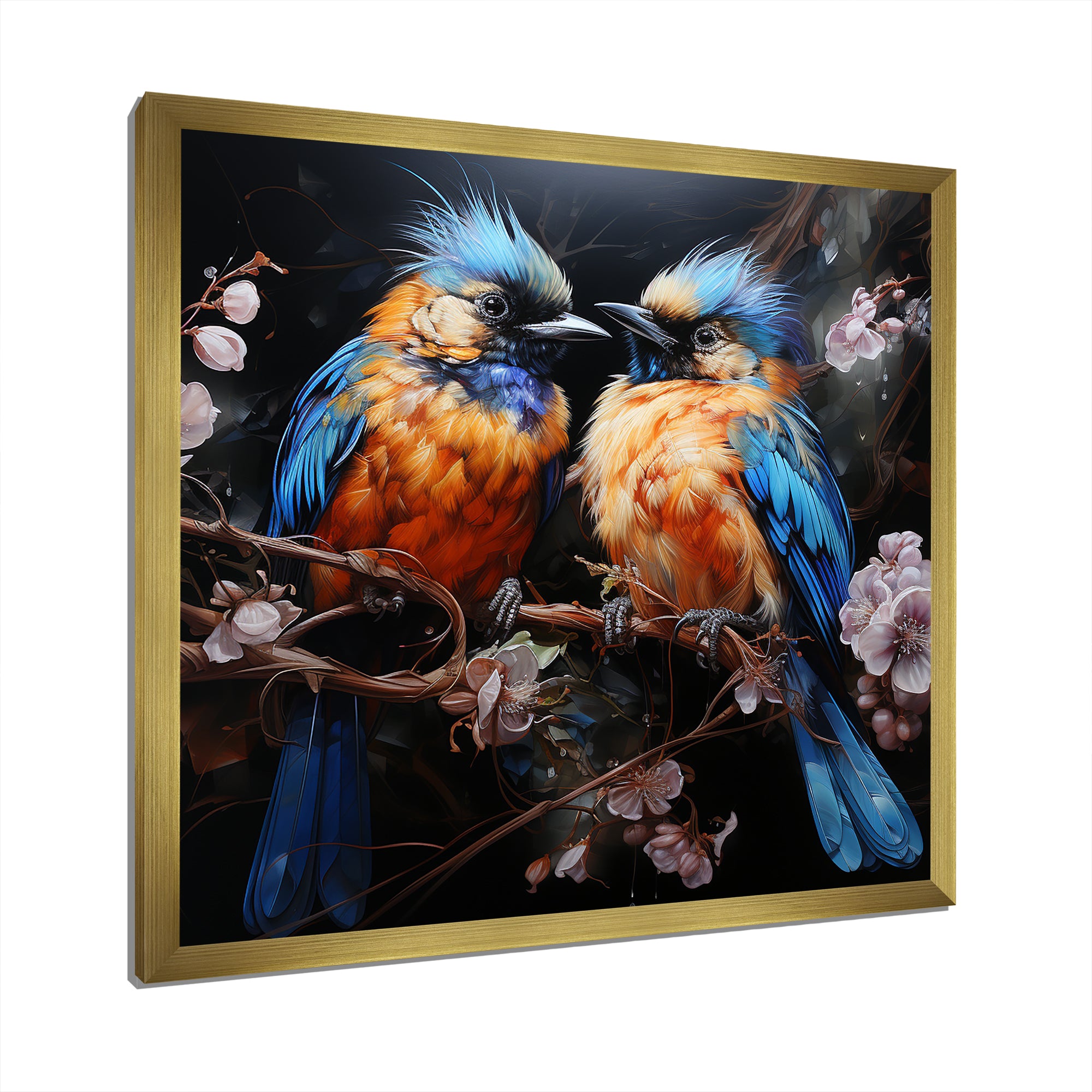 Blue and orange birds Symphony - Nursery Teddy Bear Wall Decor