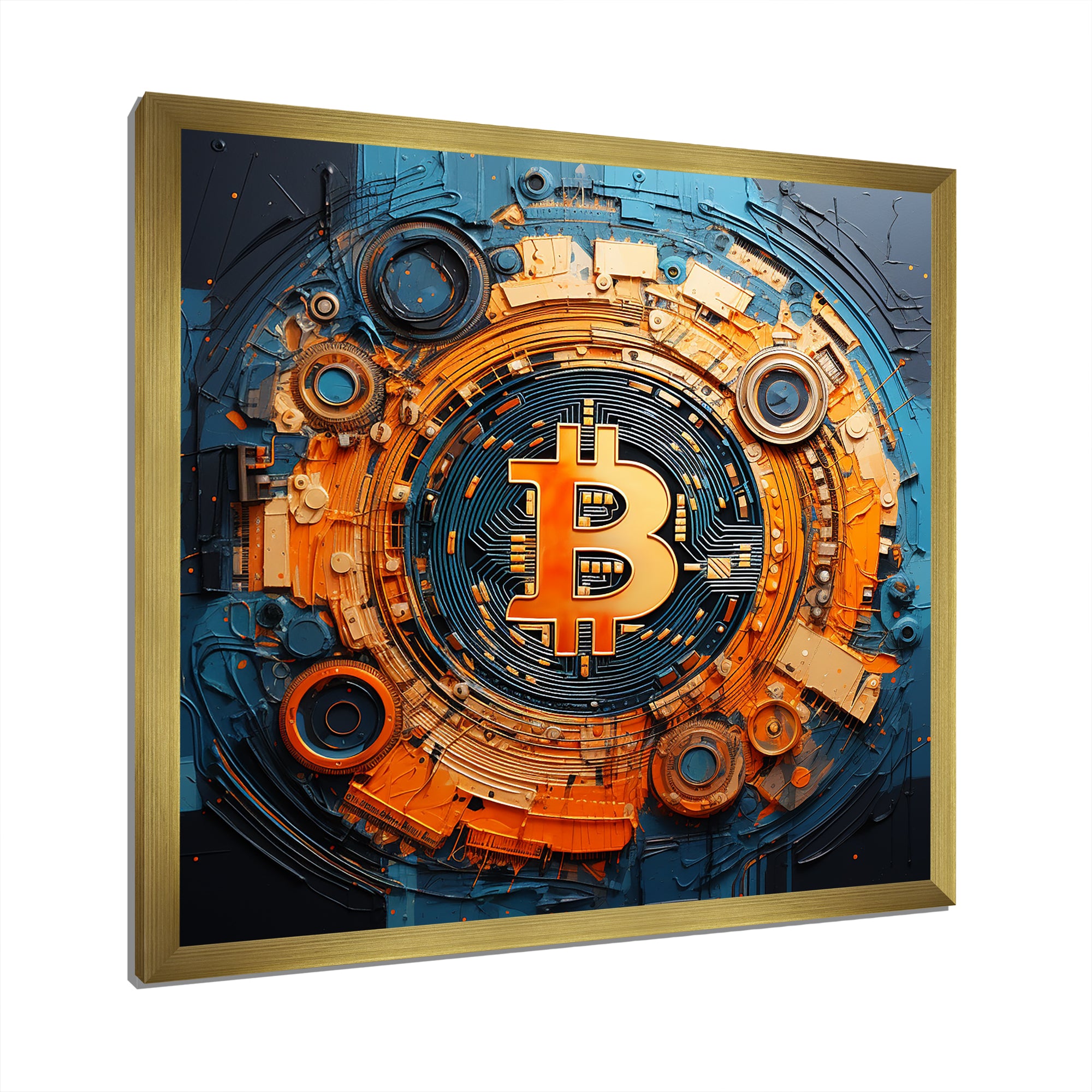 Orange Vibrant Bitcoin crypto - Nursery Teddy Bear Wall Art Prints