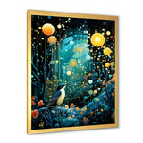 Flower serenity wood Pecker starry night - Bird Wall Decor