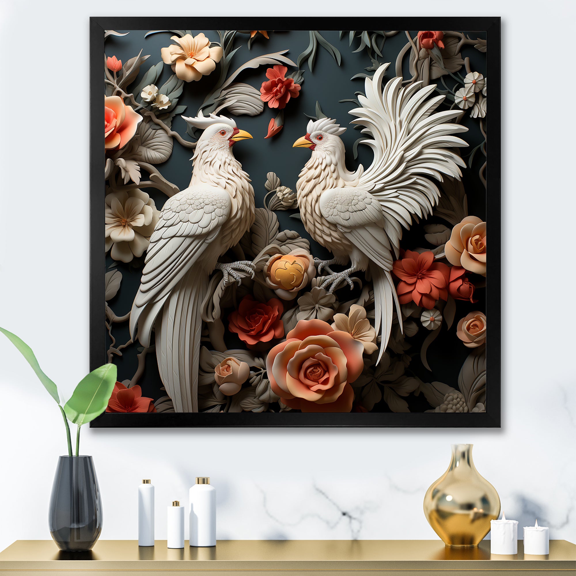 Love white and blue chicken plumage - Chicken Bedroom Wall Art