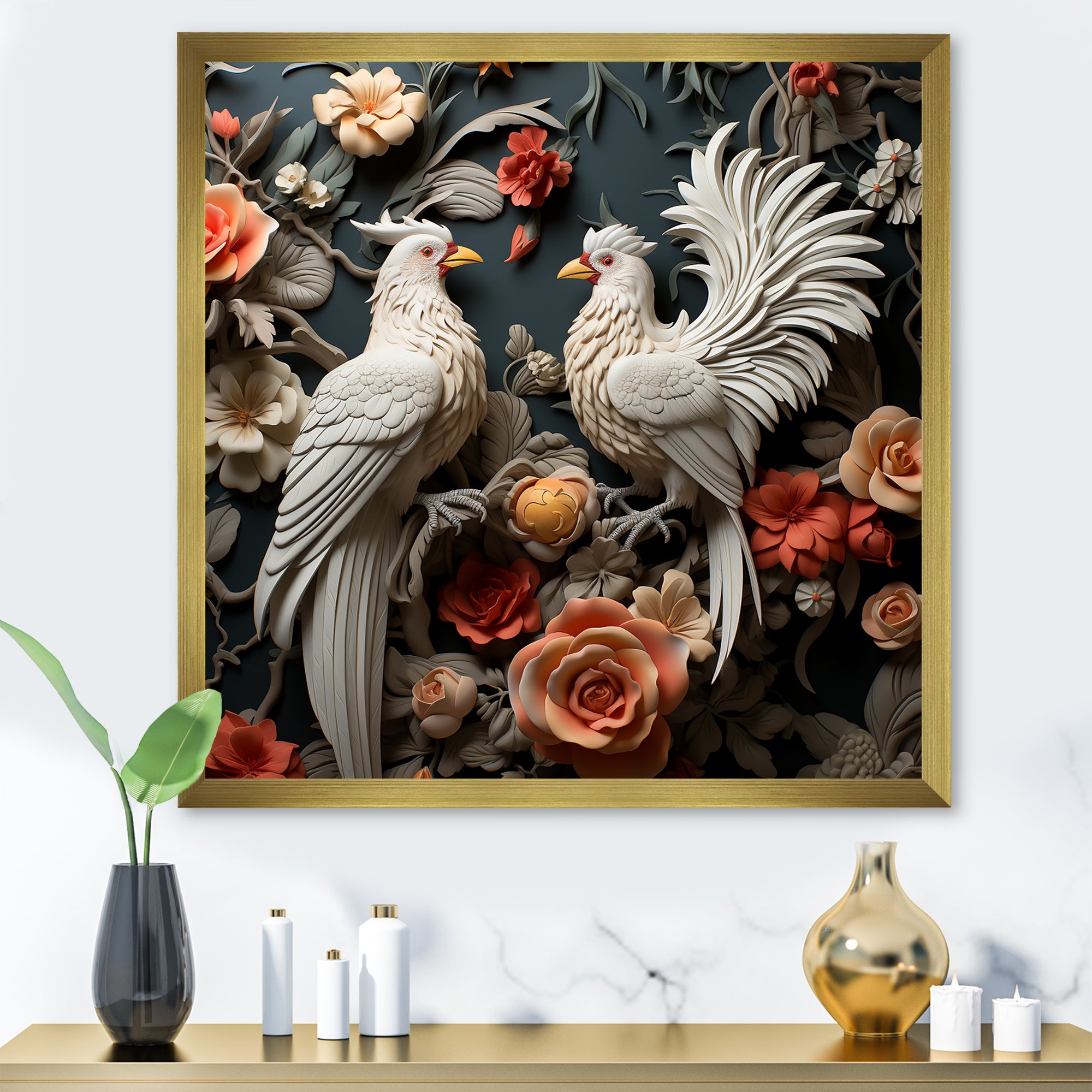 Love white and blue chicken plumage - Chicken Bedroom Wall Art