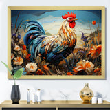 Rooster floral farm meadow - Rooster Wall Decor
