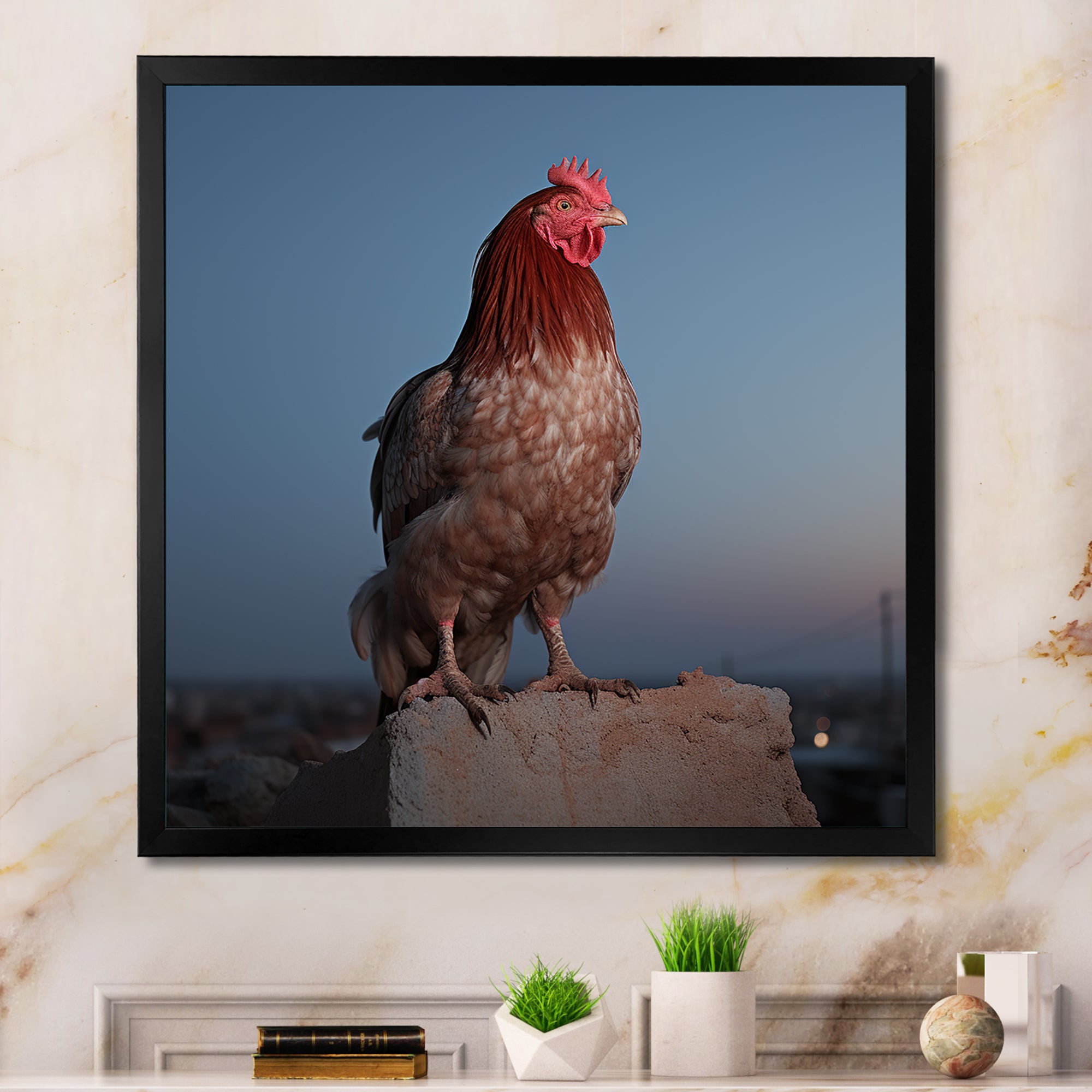 Cock a Doodle Dusk Rooster - Chicken Wall Art Prints