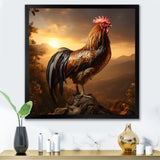 Chicken Rooster of the Dusk - Chicken Large Canvas Wall Art