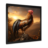 Chicken Rooster of the Dusk - Chicken Large Canvas Wall Art