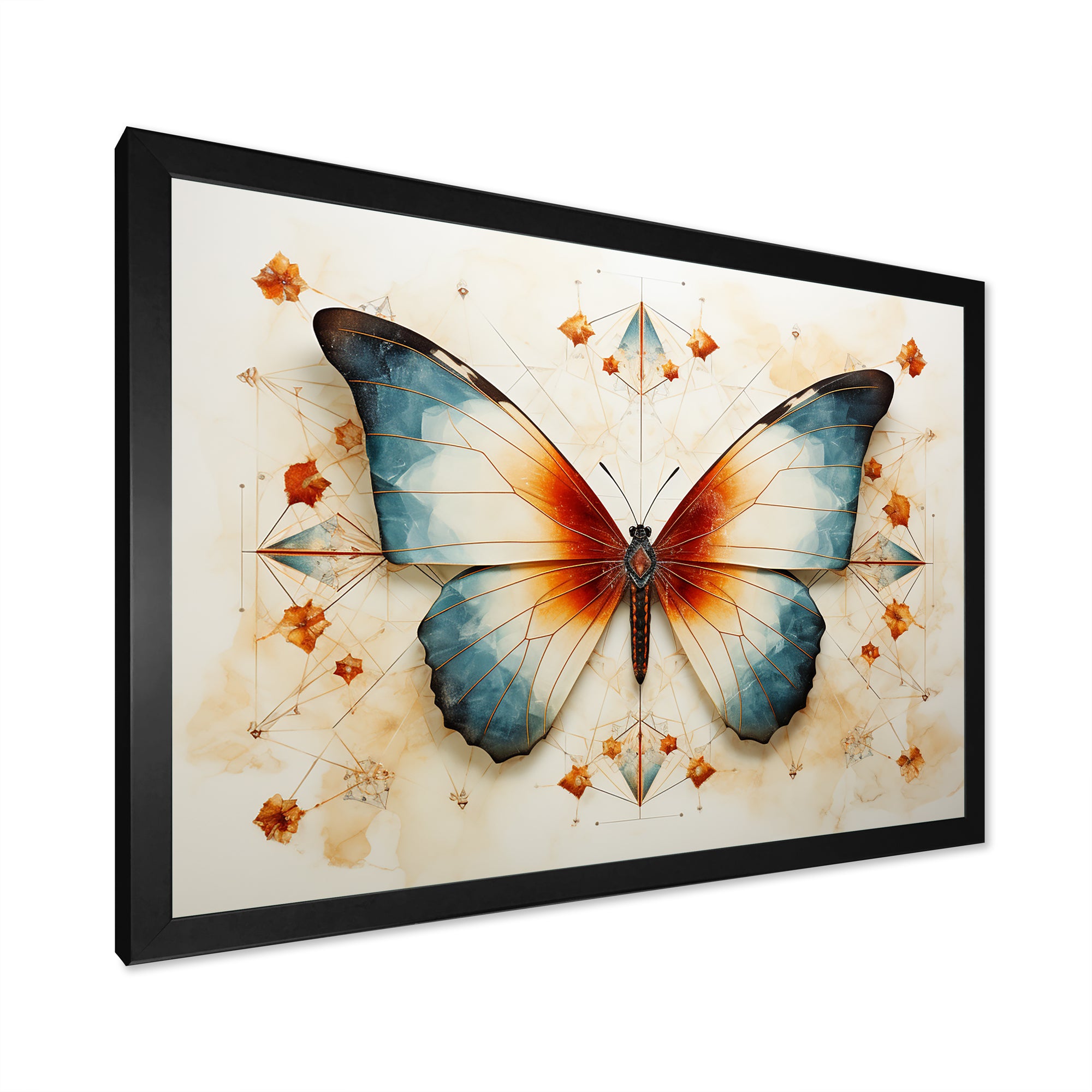 Orange and blue Butterfly pattern - Butterfly Bedroom Wall Art