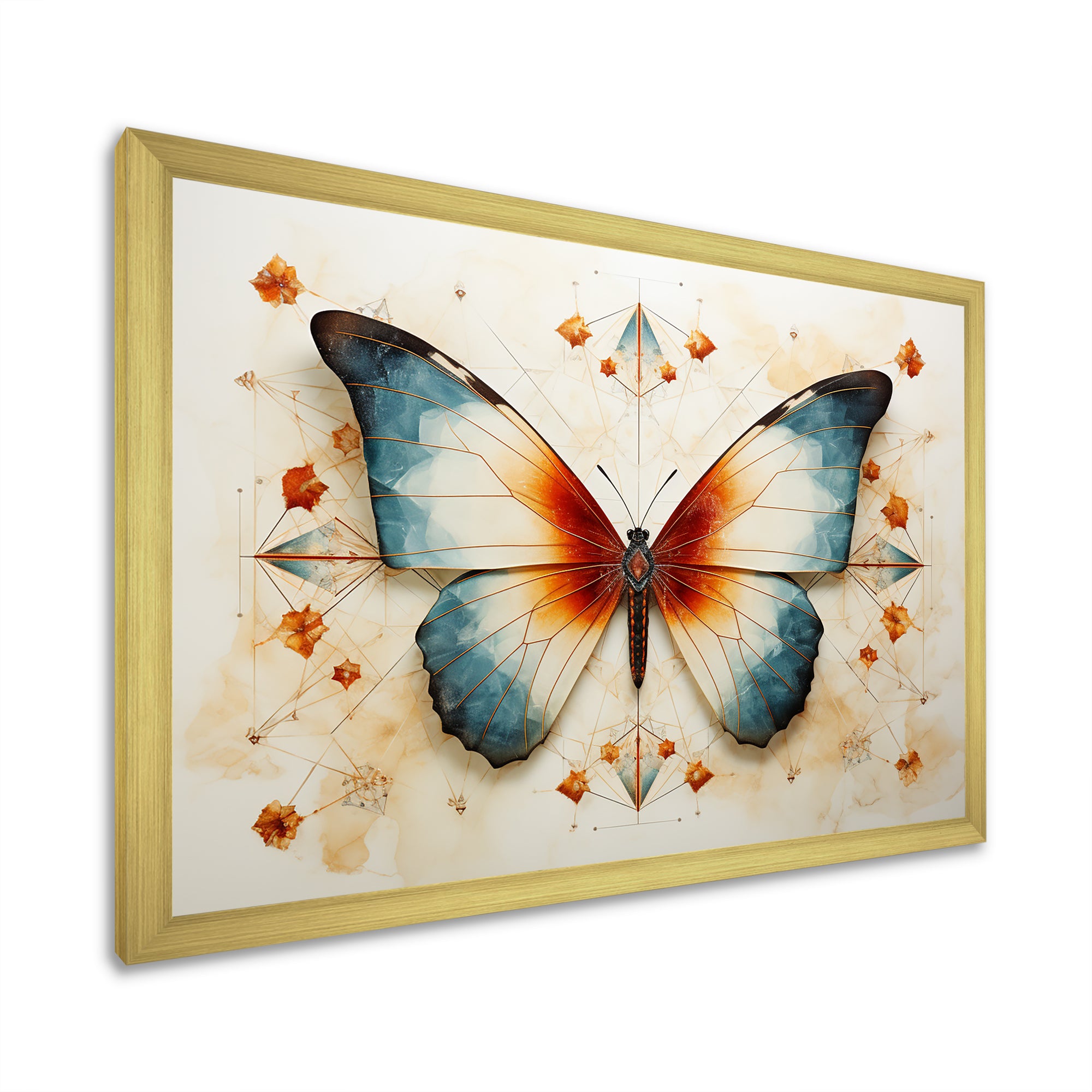 Orange and blue Butterfly pattern - Butterfly Bedroom Wall Art