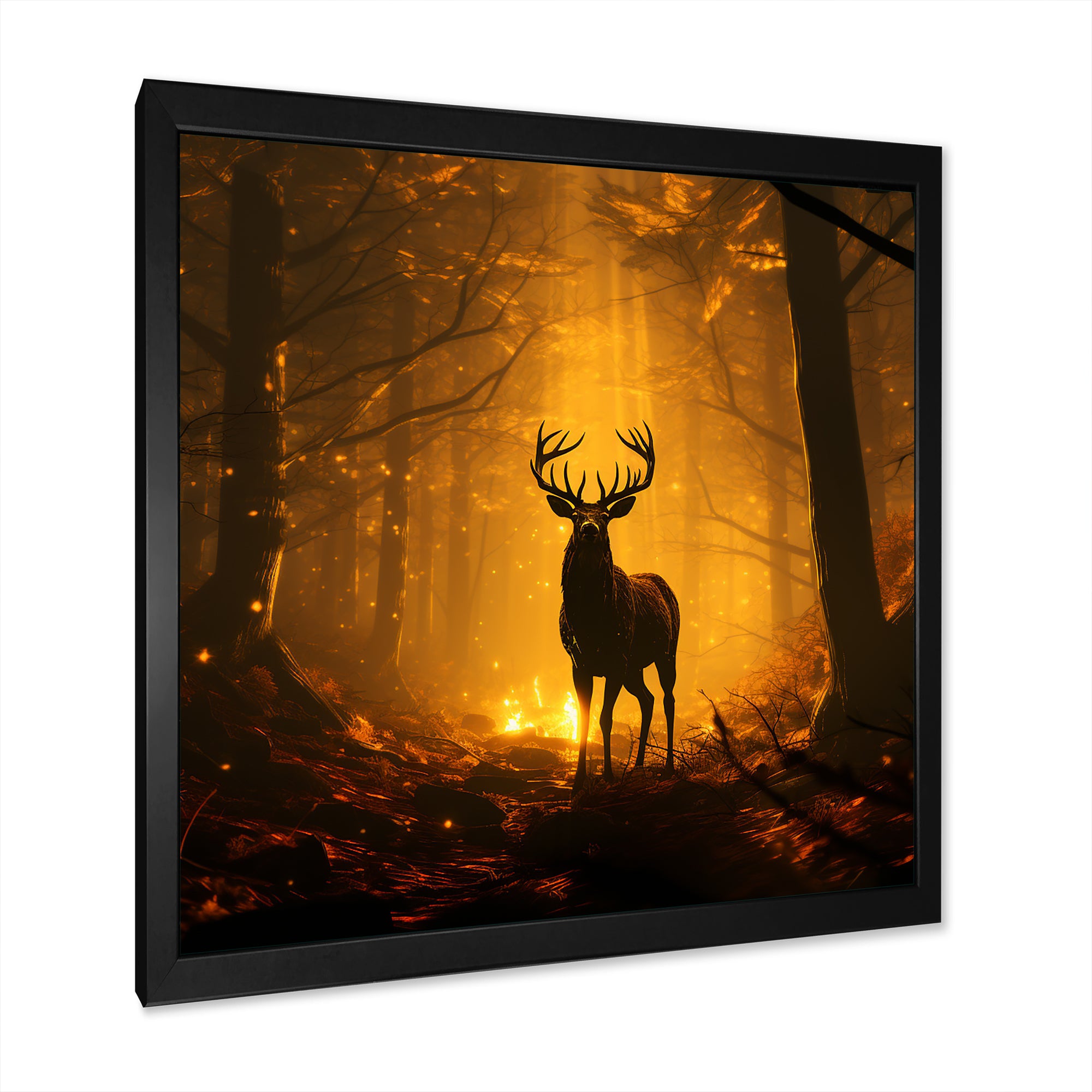 Brown Majestic Forest Deer - Deer Living Room Wall Art
