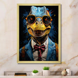 Classical Dino Grace in suit - Dinosaur Large Canvas Wall Art