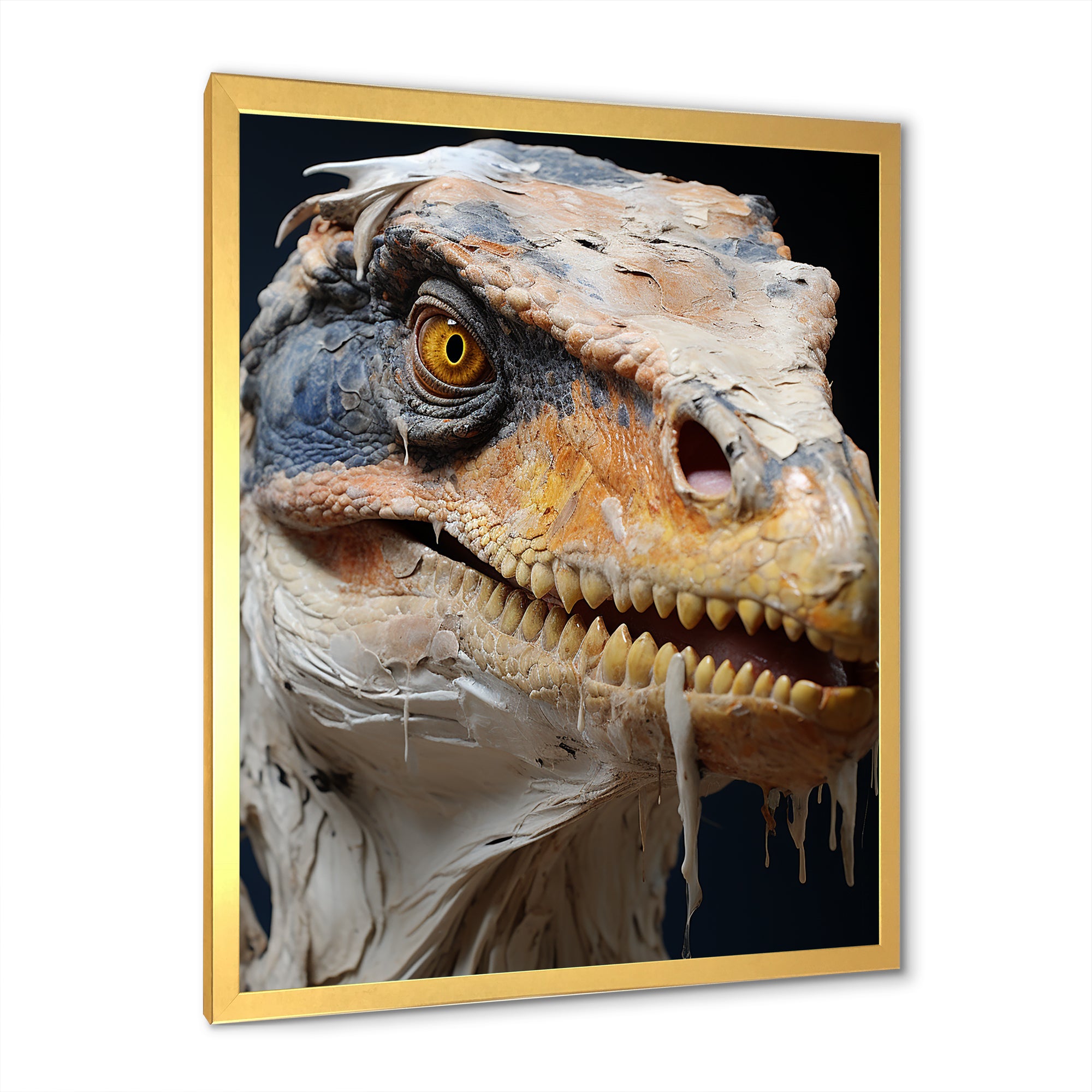 Grey Velociraptor in jungle - Dinosaur Canvas Wall Art