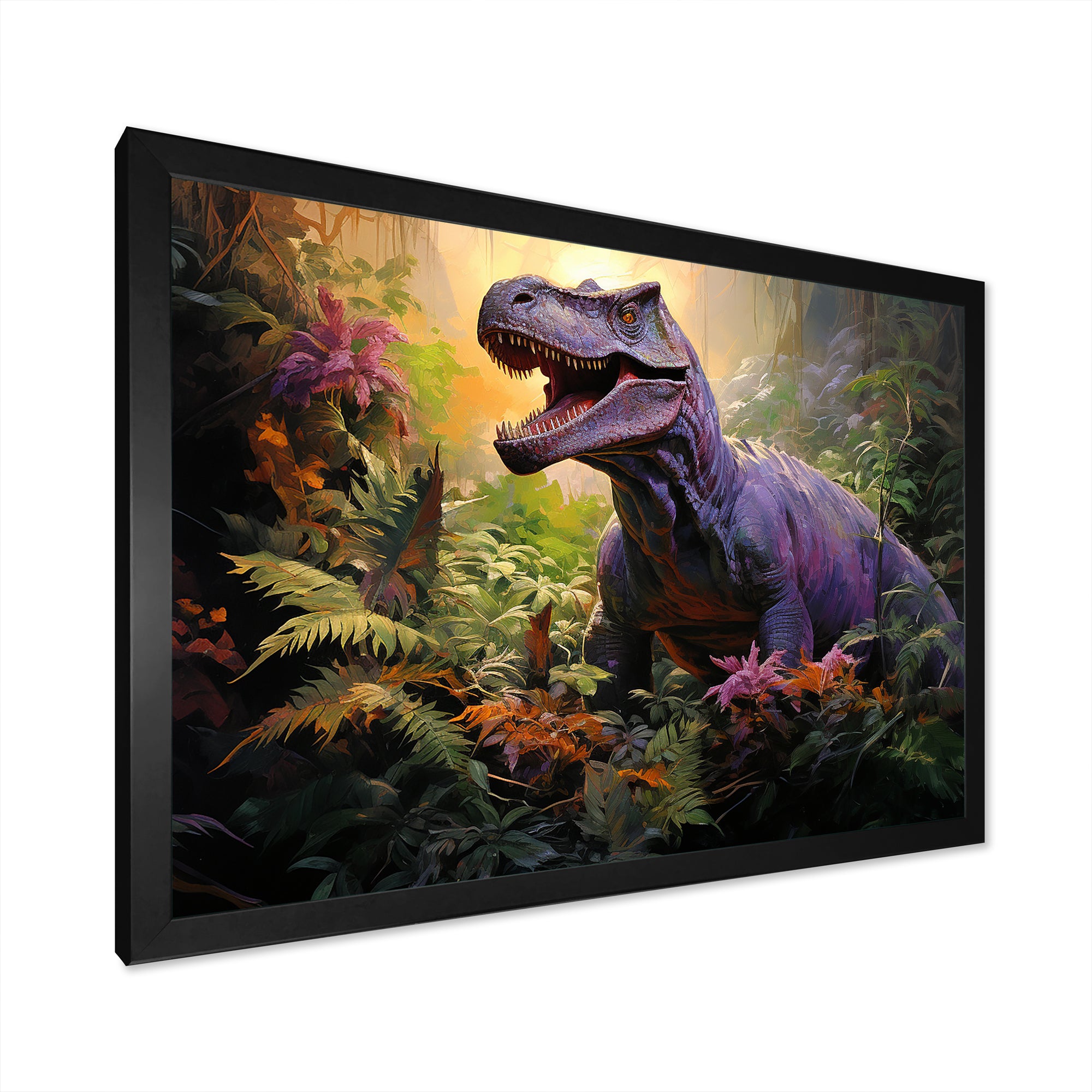 Prehistoric dinosaur in the jungle - Dinosaur Living Room Wall Art