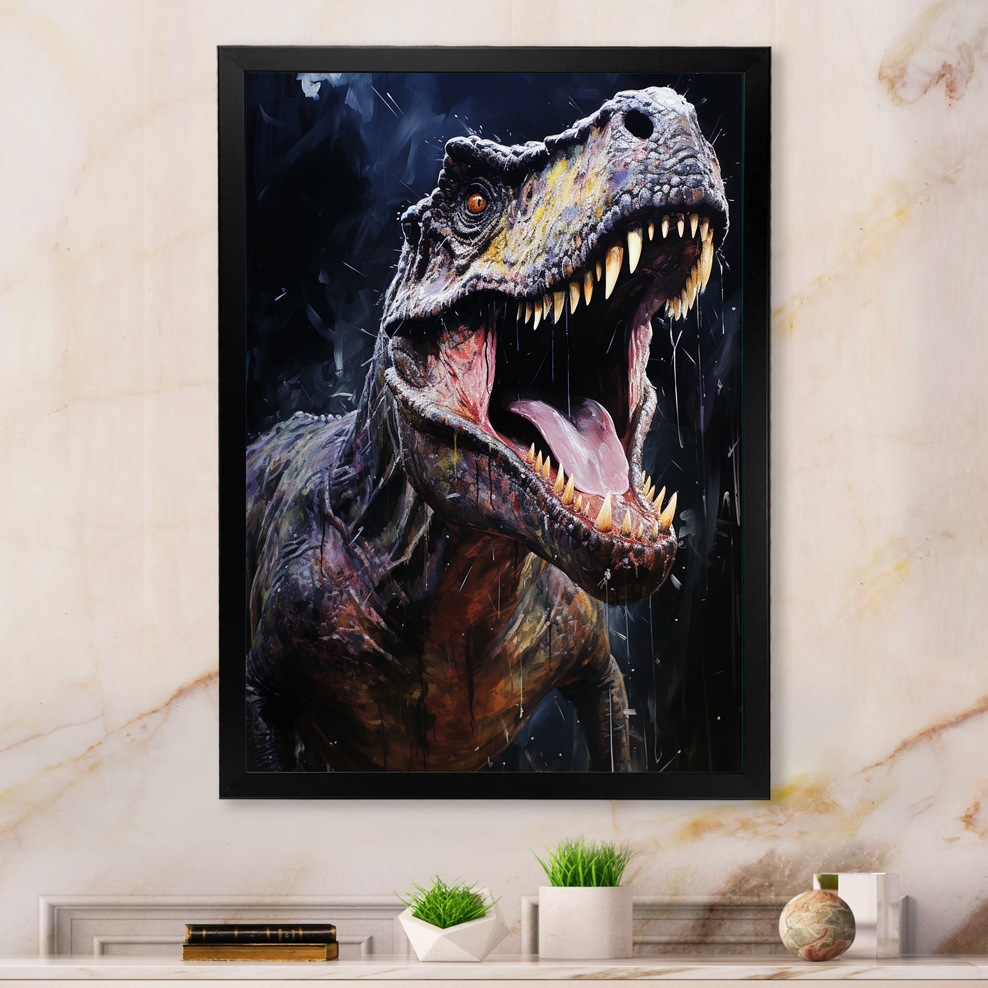 Prehistoric Tyrannosaurus rawer in the jungle - Dinosaur Bedroom Wall Art