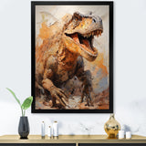 Brown and grey Raptor dino - Brown Dinosaur Wall Art