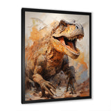Brown and grey Raptor dino - Brown Dinosaur Wall Art