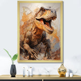 Brown and grey Raptor dino - Brown Dinosaur Wall Art