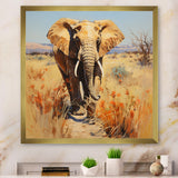Grey Elephant in African horizon - Elephant Framed Canvas Art