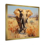 Grey Elephant in African horizon - Elephant Framed Canvas Art