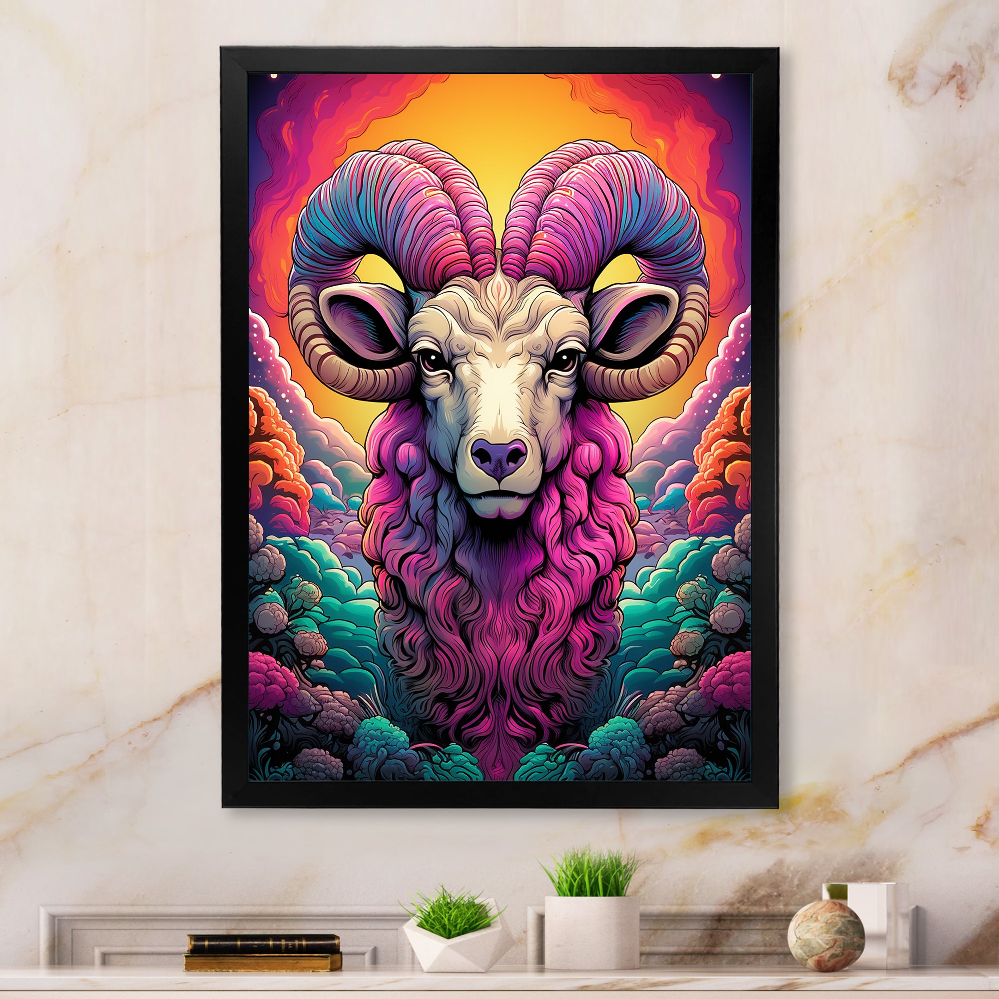 Stunning purple goat portrait - Purple Goat Wall Art