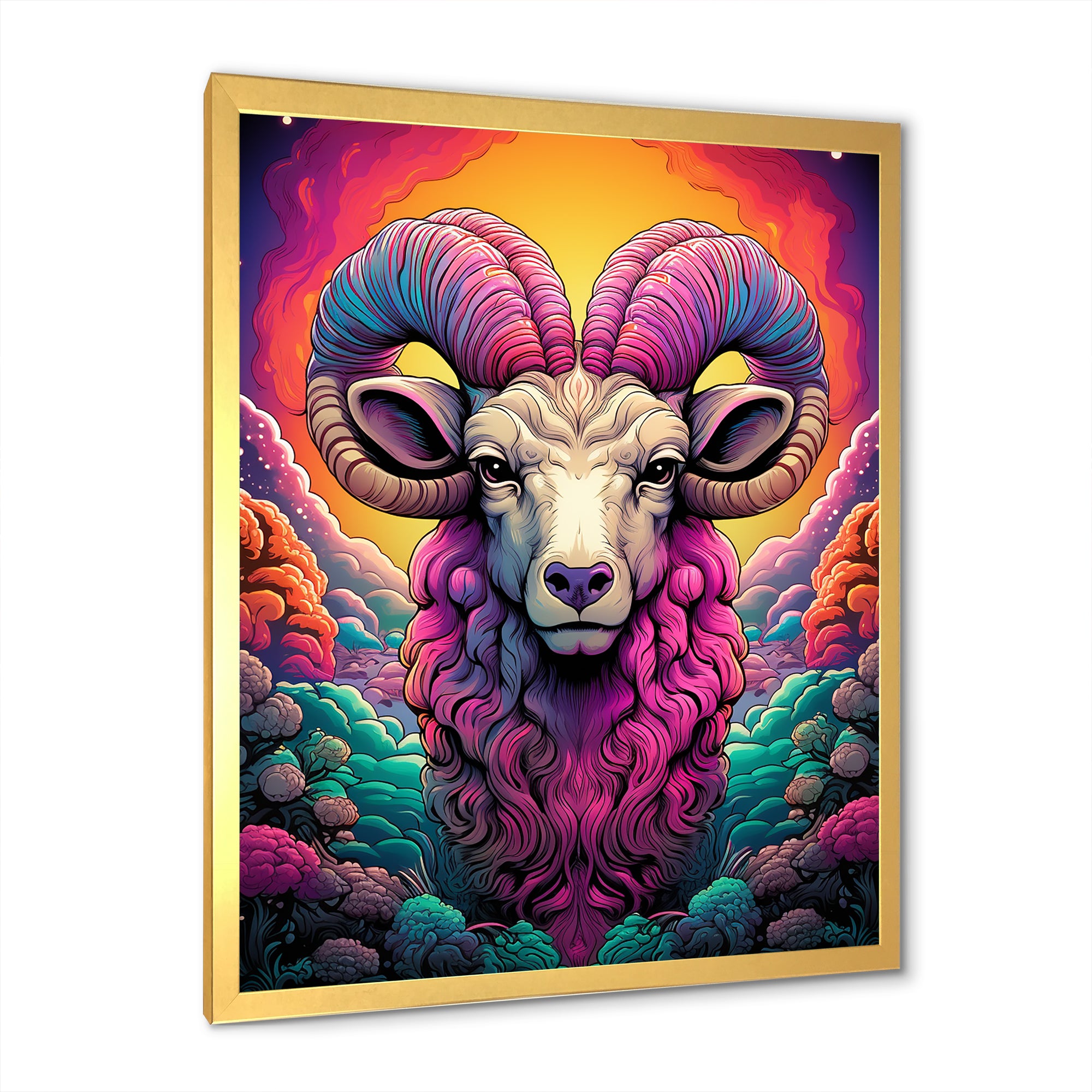 Stunning purple goat portrait - Purple Goat Wall Art