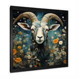 Blue and yellow goat blooms - Goat Living Room Wall Art