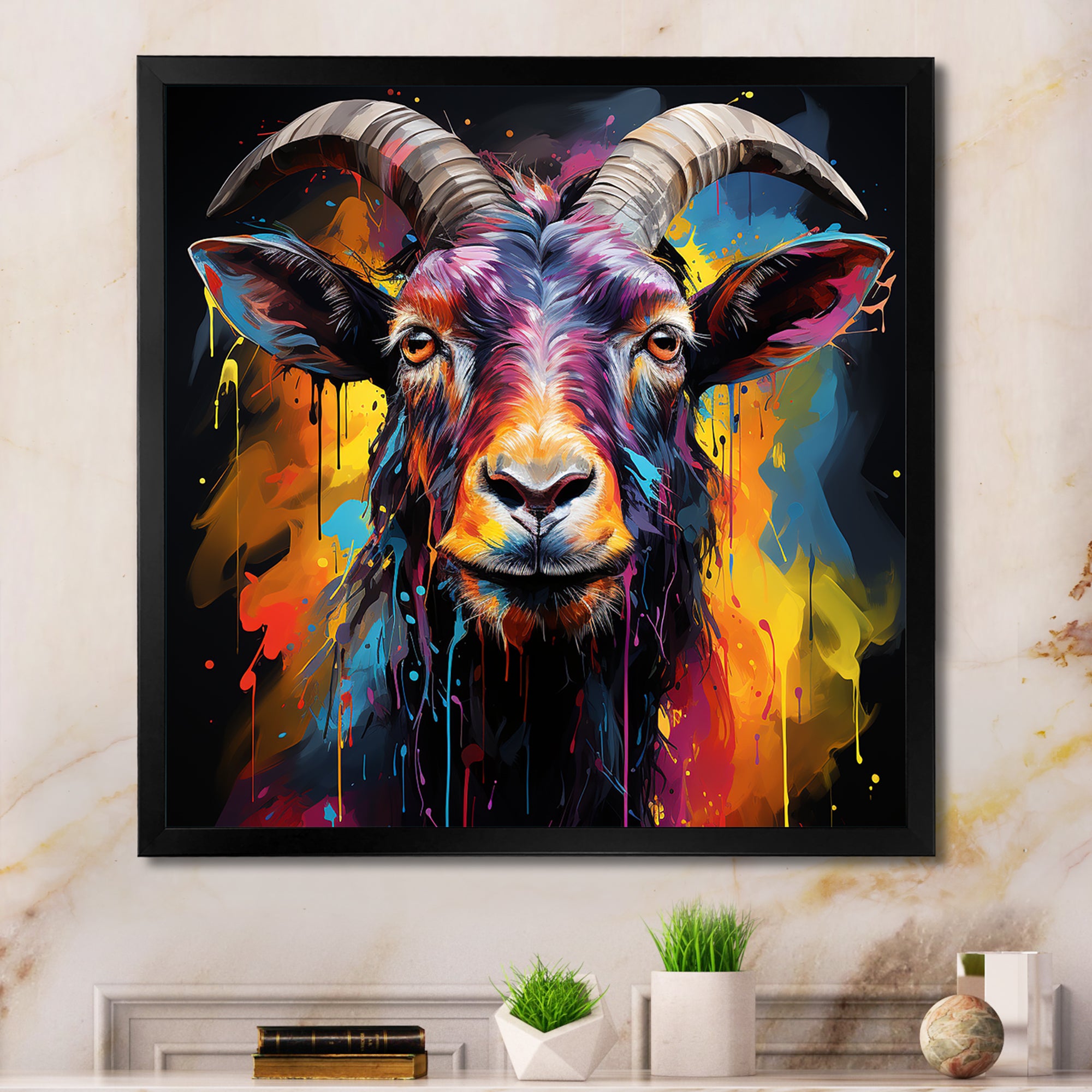 Popart Goat gazing portrait - Goat Wall Decor