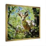 White Portrait of Pastoral Goat in forest - White Goat Wall Art