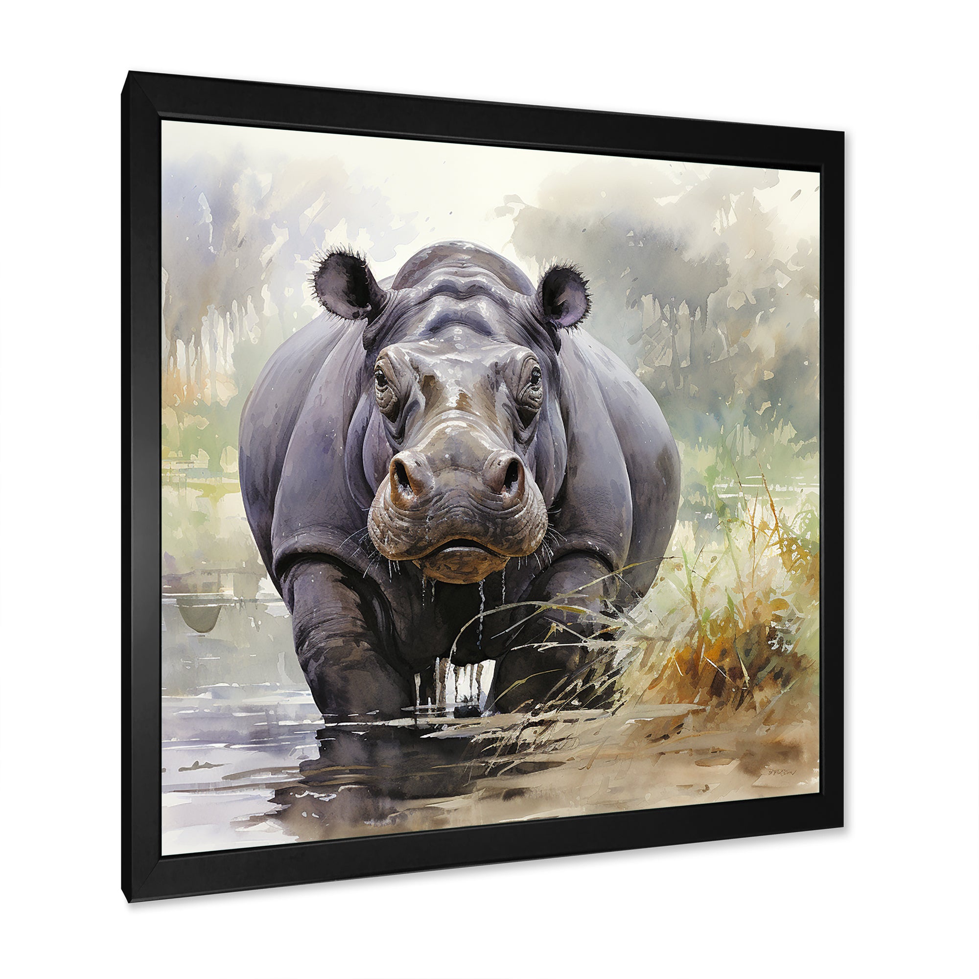 Grey Serene Hippo Majesty - Hippopotamus Home Decor Art